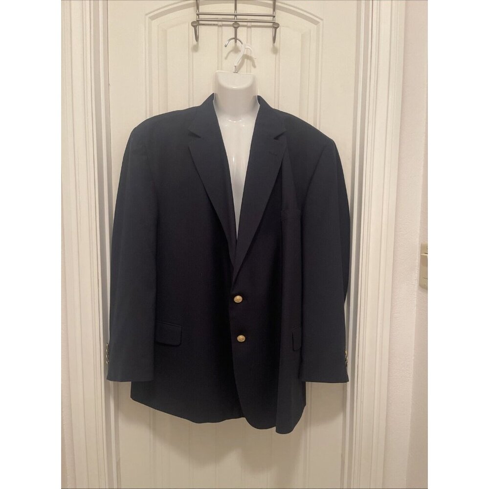 VTG Hardwick Men’s Sz 60R  USA MADE Black‎  Metal Crest 2 Button Blazer Jacket